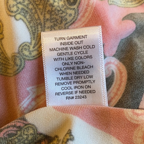 7th Ave design studio NY & Co Women's Black, Pink, and Gold Baroque Blouse - Picture 10 of 11